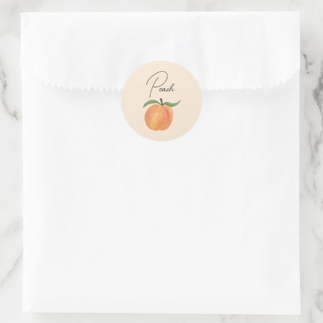 Cute Painted Peach Fruit Illustration  Runder Aufkleber (Tasche)