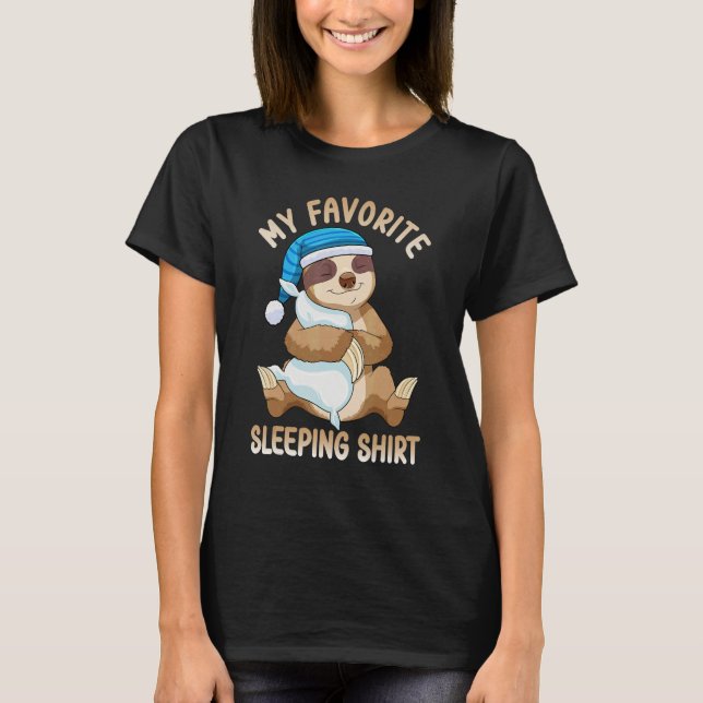 Cute Pajama for Women   Nigh  Sleeping Sloth T-Shirt (Vorderseite)