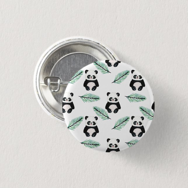 Cute panda and palm leaf pattern button (Vorne & Hinten)