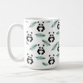 Cute panda and palm leaf pattern kaffeetasse