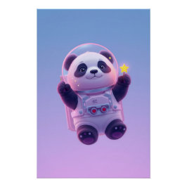 Cute Panda Astronaut Kids Wall Art – Funny Space  Poster