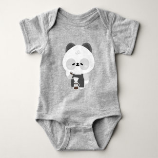Cute Panda Barista Baby Strampler