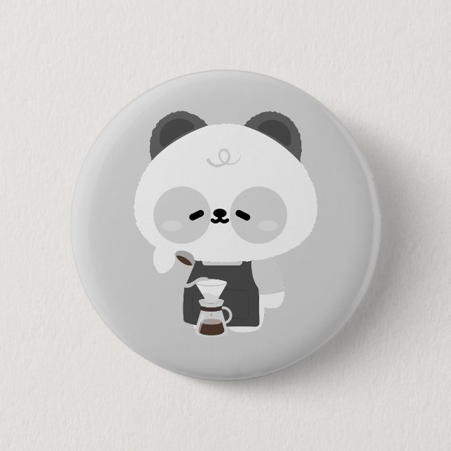Cute Panda Barista Button (Vorderseite)