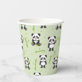 Cute Panda Bear Bamboo Kawaii Animals Pattern Pappbecher