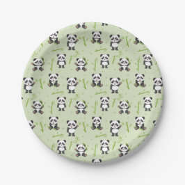 Cute Panda Bear Bamboo Kawaii Animals Pattern Pappteller