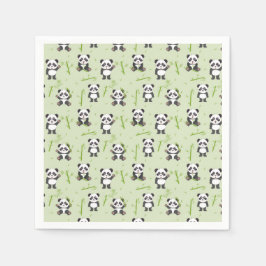 Cute Panda Bear Bamboo Kawaii Animals Pattern Serviette