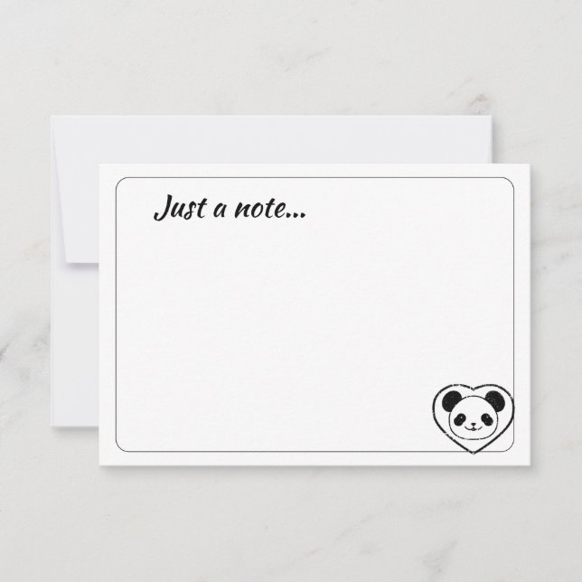 Cute Panda Bear Cartoon Custom Just a Note Mitteilungskarte (Vorderseite)