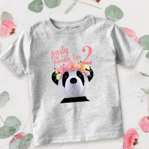 Cute Panda Bear Girl 2nd Birthday Age Kids T-Shirt