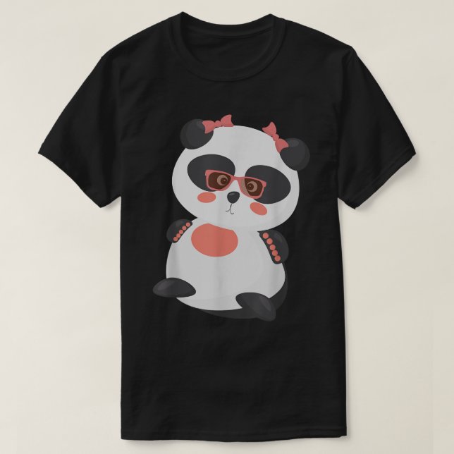 Cute Panda Bear In Sunglasses  T-Shirt (Design vorne)
