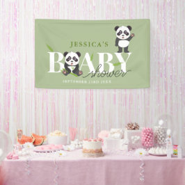 Cute Panda Bear Kawaii Gender Neutral Baby Shower Banner