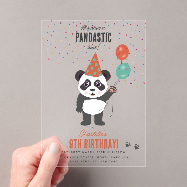 Cute Panda Bear Theme Kawaii Kids Birthday Party Acryleinladungen (Insitu (Handheld))