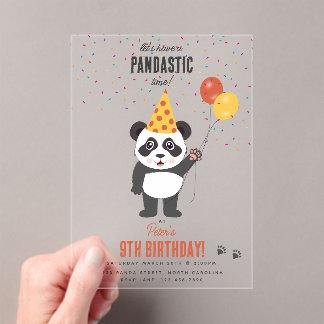 Cute Panda Bear Theme Kawaii Kids Birthday Party Acryleinladungen