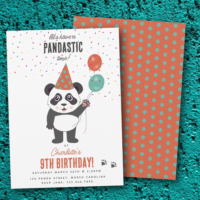 Cute Panda Bear Theme Kawaii Kids Birthday Party Einladung (Cute Panda Bear Theme Kawaii Kids Birthday Party Invitation)