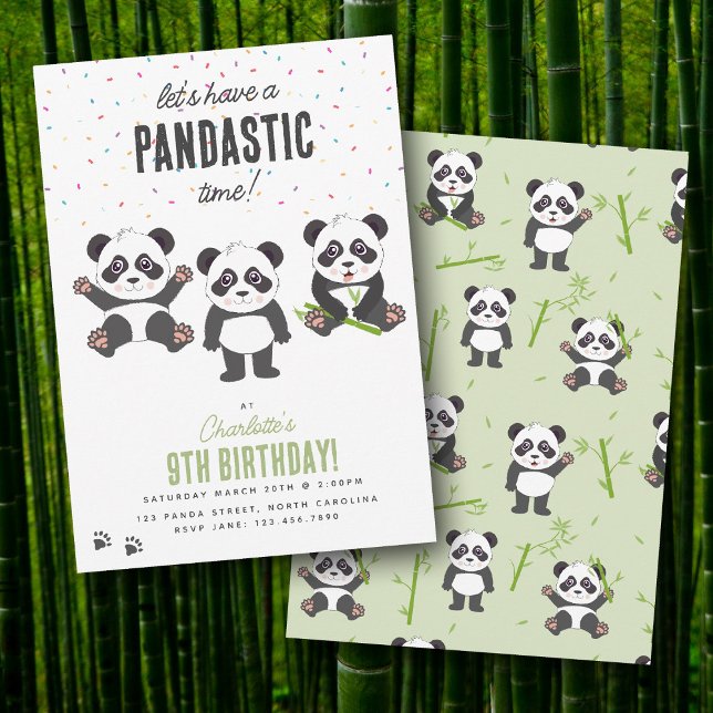 Cute Panda Bear Theme Kawaii Kids Birthday Party Einladung (Cute Panda Bear Theme Kawaii Kids Birthday Party Invitation)
