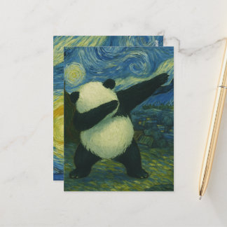 Cute Panda Bear - Van Gogh Style - Starry Night Postkarte