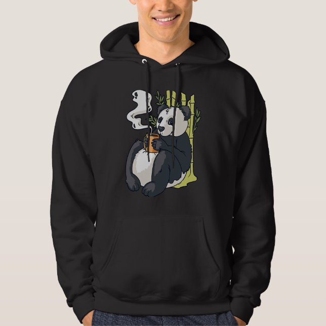 Cute Panda Bear with Hot Coffee Sarcasm Funny Pand Hoodie (Vorderseite)