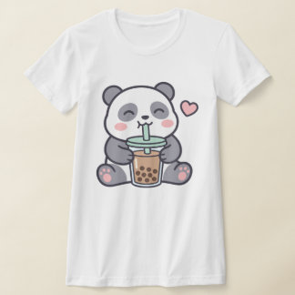 Cute Panda Boba Tea Damen Slim Fit T-Shirt