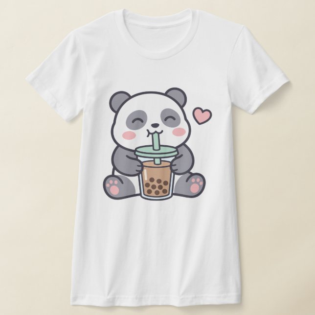 Cute Panda Boba Tea Damen Slim Fit T-Shirt (Ablage )