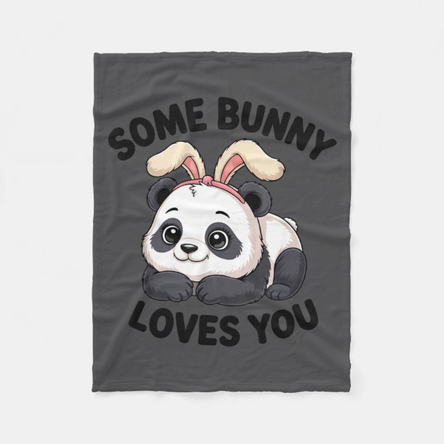 Cute Panda Bunny Some Bunny Loves You  Fleecedecke (Vorderseite)