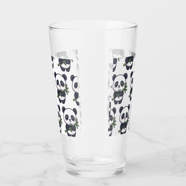 Cute Panda Drinking Glass – Seamless Pattern Glas (Rechts)