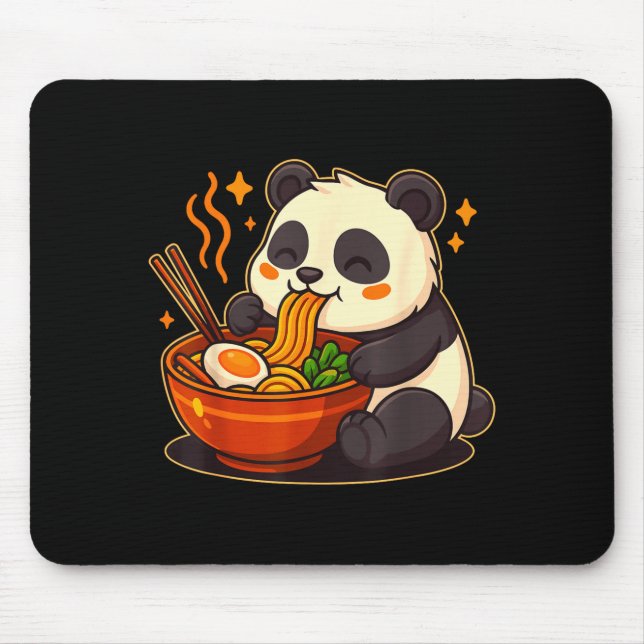 Cute Panda Eating Ramen Noodles  Mousepad (Vorne)