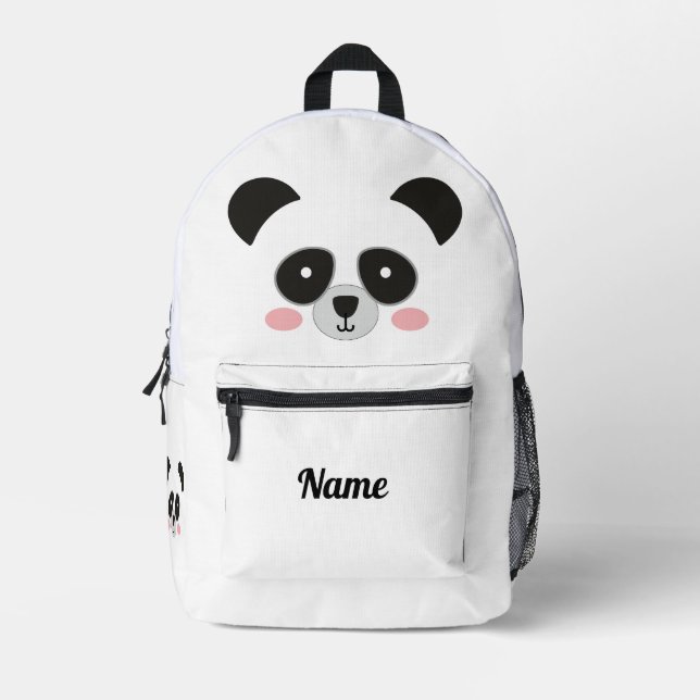 Cute Panda Face Personalized – Custom Name Bedruckter Rucksack (Vorderseite)