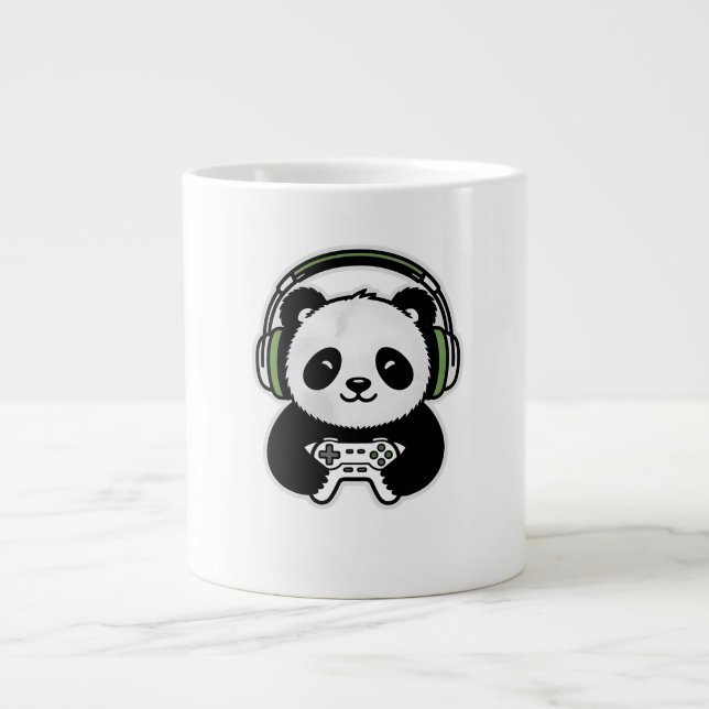 Cute Panda Gamer - Kawaii Gaming Panda with Headse Jumbo-Tasse (Vorderseite)