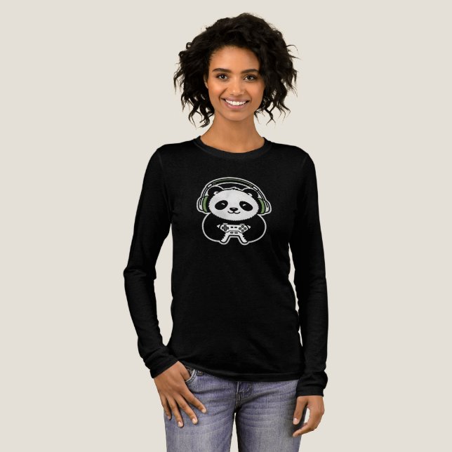 Cute Panda Gamer - Kawaii Gaming Panda with Headse Tri-Blend Shirt (Volle Vorderseite)