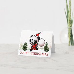 Cute Panda Happy Christmas Feiertagskarte