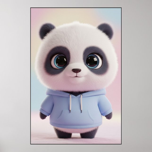 Cute Panda Hoodie – Kawaii Panda Poster Art (Vorne)