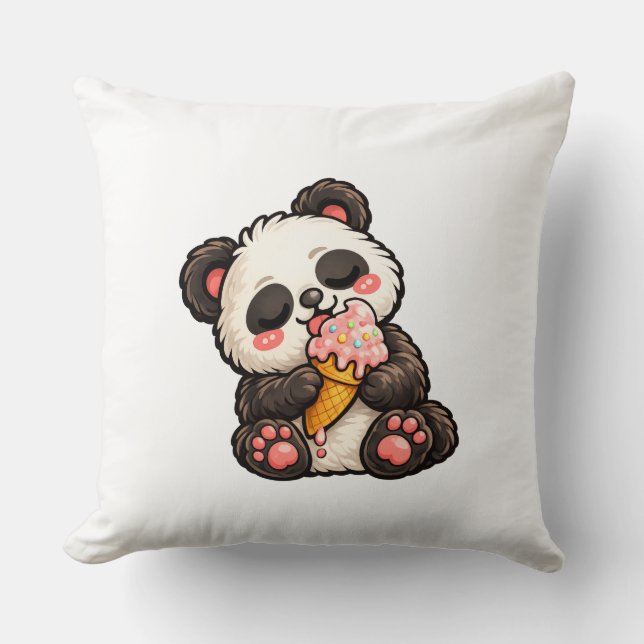 Cute Panda Ice Cream Kissen (Vorderseite)