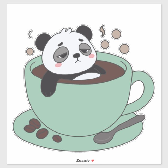Cute Panda In Coffee Cup Coffee Lover Gift Aufkleber (Blatt)