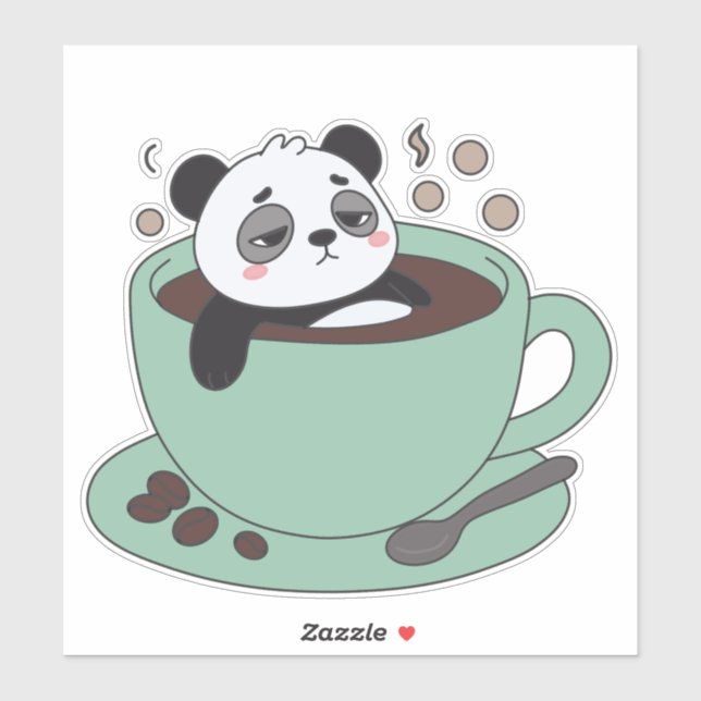 Cute Panda In Coffee Cup Coffee Lover Gift Aufkleber (Blatt)