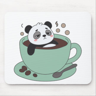 Cute Panda In Coffee Cup Coffee Lover Gift Mousepad