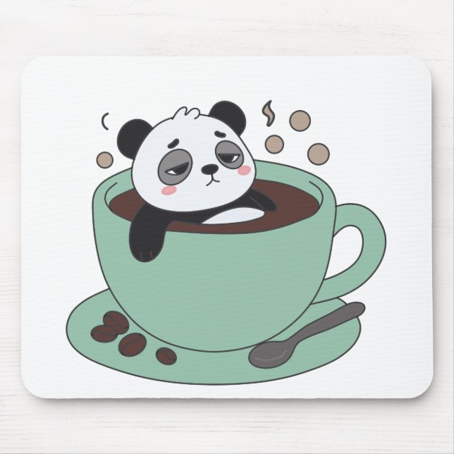 Cute Panda In Coffee Cup Coffee Lover Gift Mousepad (Vorne)
