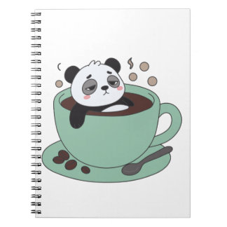 Cute Panda In Coffee Cup Coffee Lover Gift Notizblock
