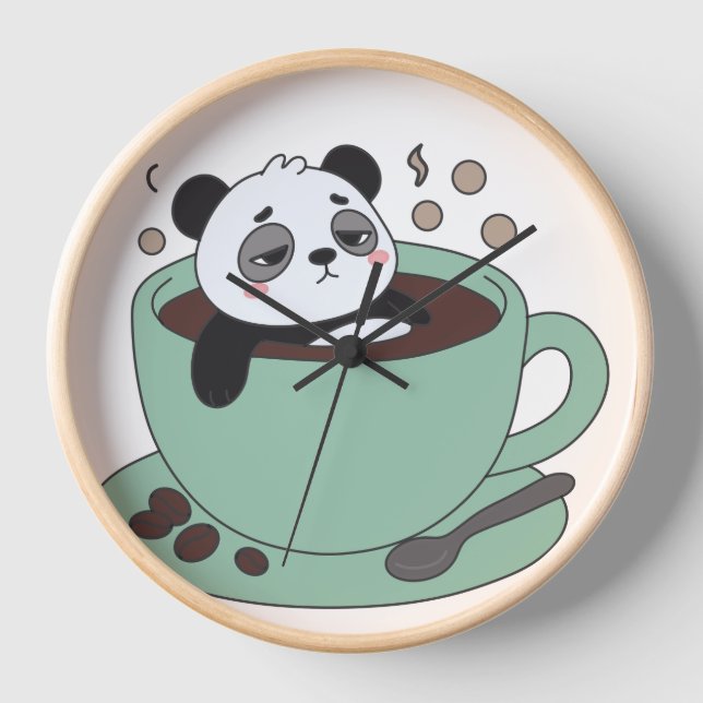 Cute Panda In Coffee Cup Coffee Lover Gift Uhr (Vorderseite)