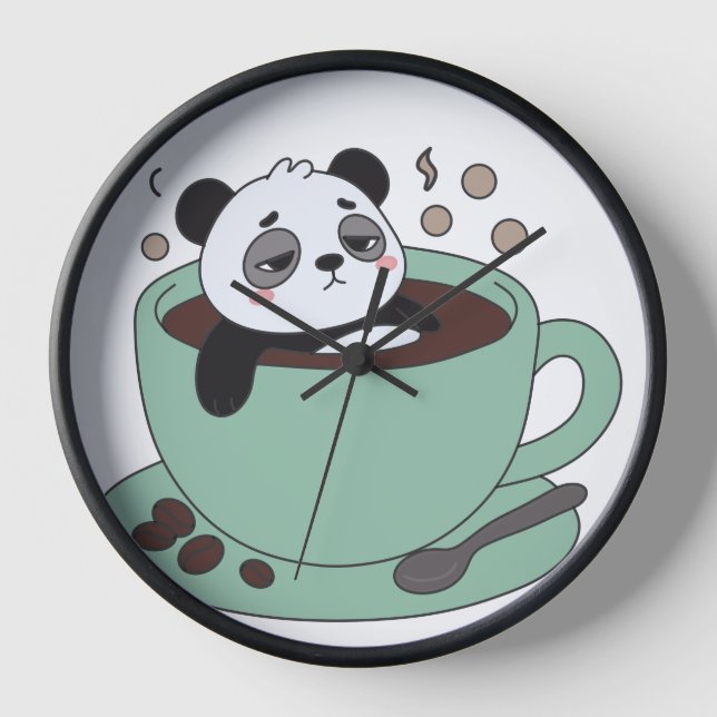 Cute Panda In Coffee Cup Coffee Lover Gift Uhr (Vorderseite)