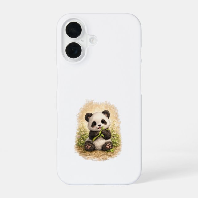 Cute Panda iPhone 16 Case Kawaii Bamboo Hülle (Rückseite)