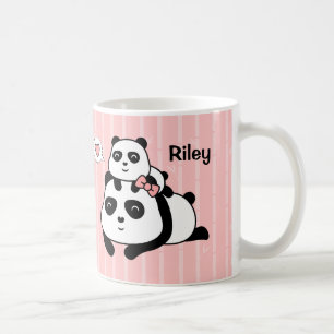 Cute Panda-Junges und Mummy-Kinder personalisierte Kaffeetasse