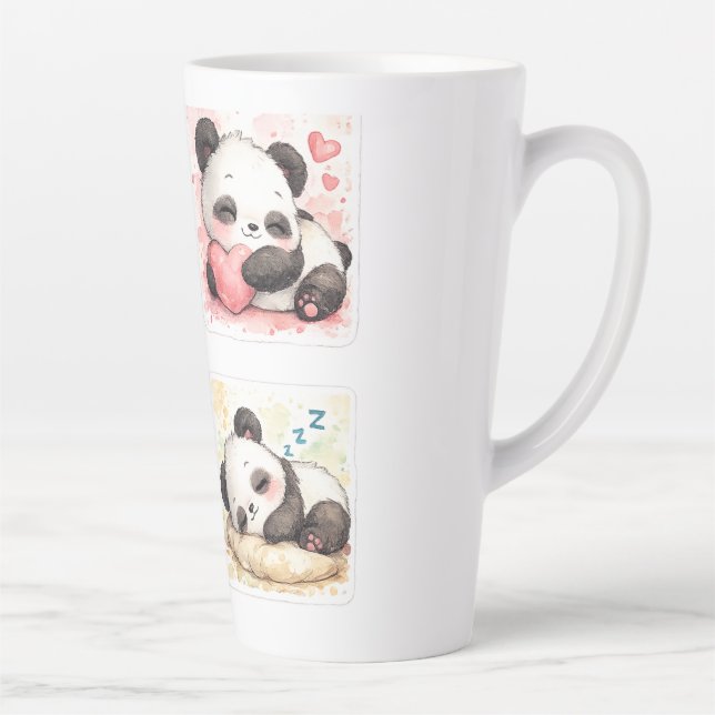 Cute Panda Latte Tasse Ästhetik Wasserfarbe (Rechts)
