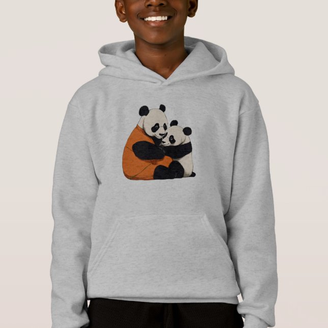 Cute Panda Love Cuddling Kids Pullover Hoodie (Vorderseite)