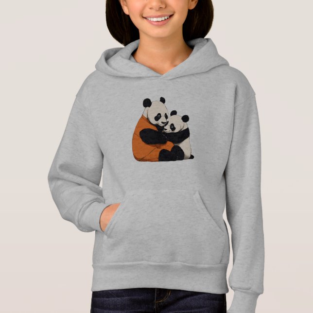 Cute Panda Love Cuddling Kids Pullover Hoodie (Vorderseite)