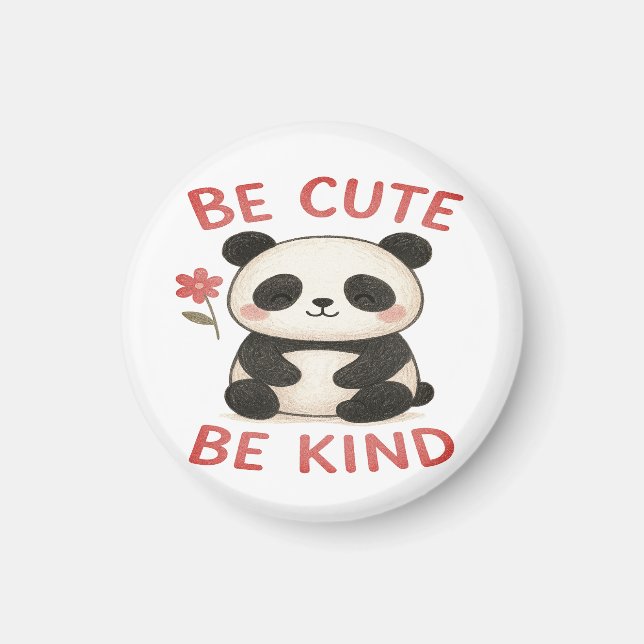 Cute Panda Magnet Button – “Be Cute, Be Kind”  (Vorne)