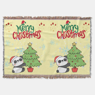 cute panda merry Christmas blanket Decke