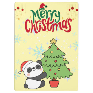cute panda merry Christmas Clipboard Klemmbrett