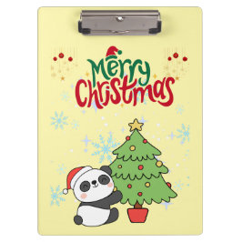 cute panda merry Christmas Clipboard Klemmbrett