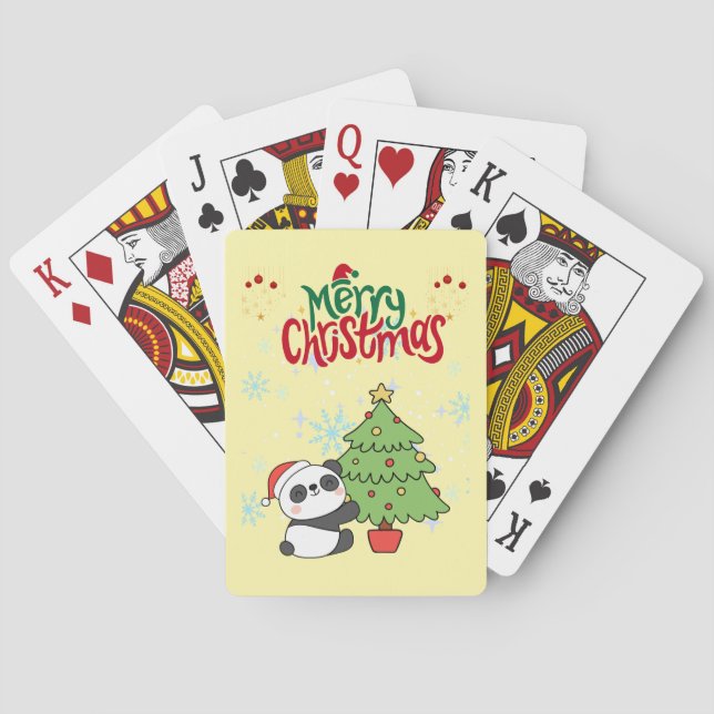 cute panda merry Christmas  Poker Cards Spielkarten (Rückseite)