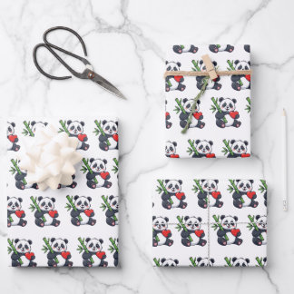 Cute Panda Pattern Wrapping Paper for Gifts and Pa Geschenkpapier Set