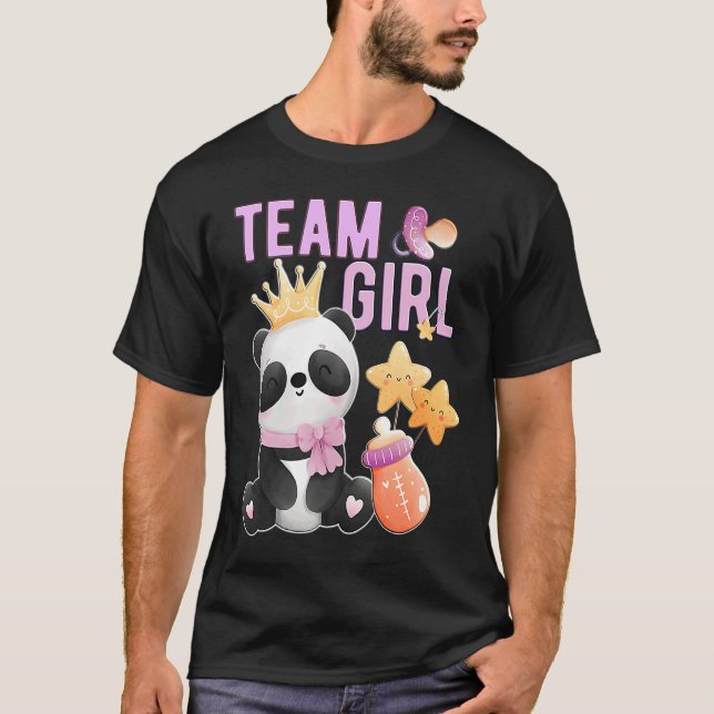 Cute Panda Team Girl  Gender Reveal Baby Shower Pa T-Shirt (Vorderseite)